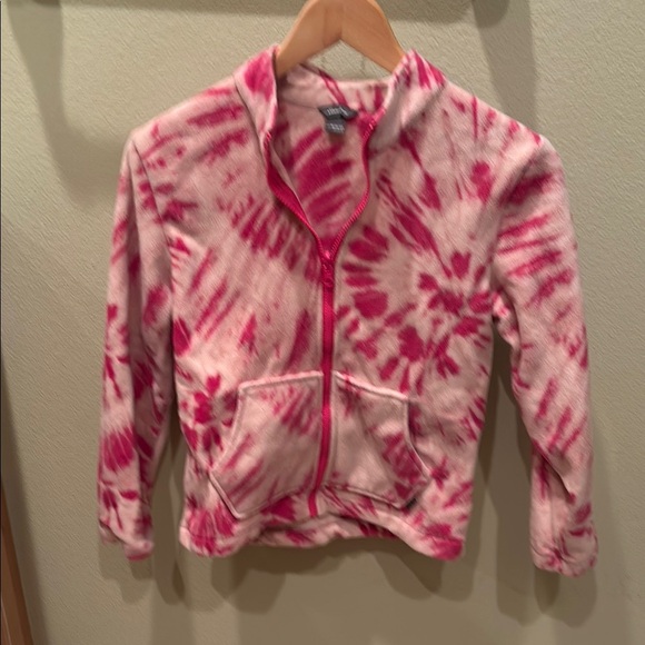 Eddie Bauer kids tie dye pink fuzzy zip up coat - Picture 2 of 11